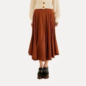 Farm Rio Caramel Ruffled Maxi-Skirt